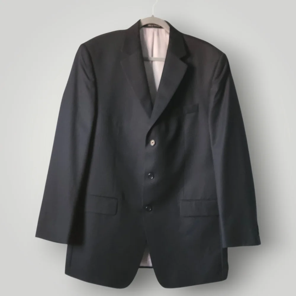 Michael Kors 42L Black Pinstripe Wool‎ Blazer Men's Suit Jacket Long Business